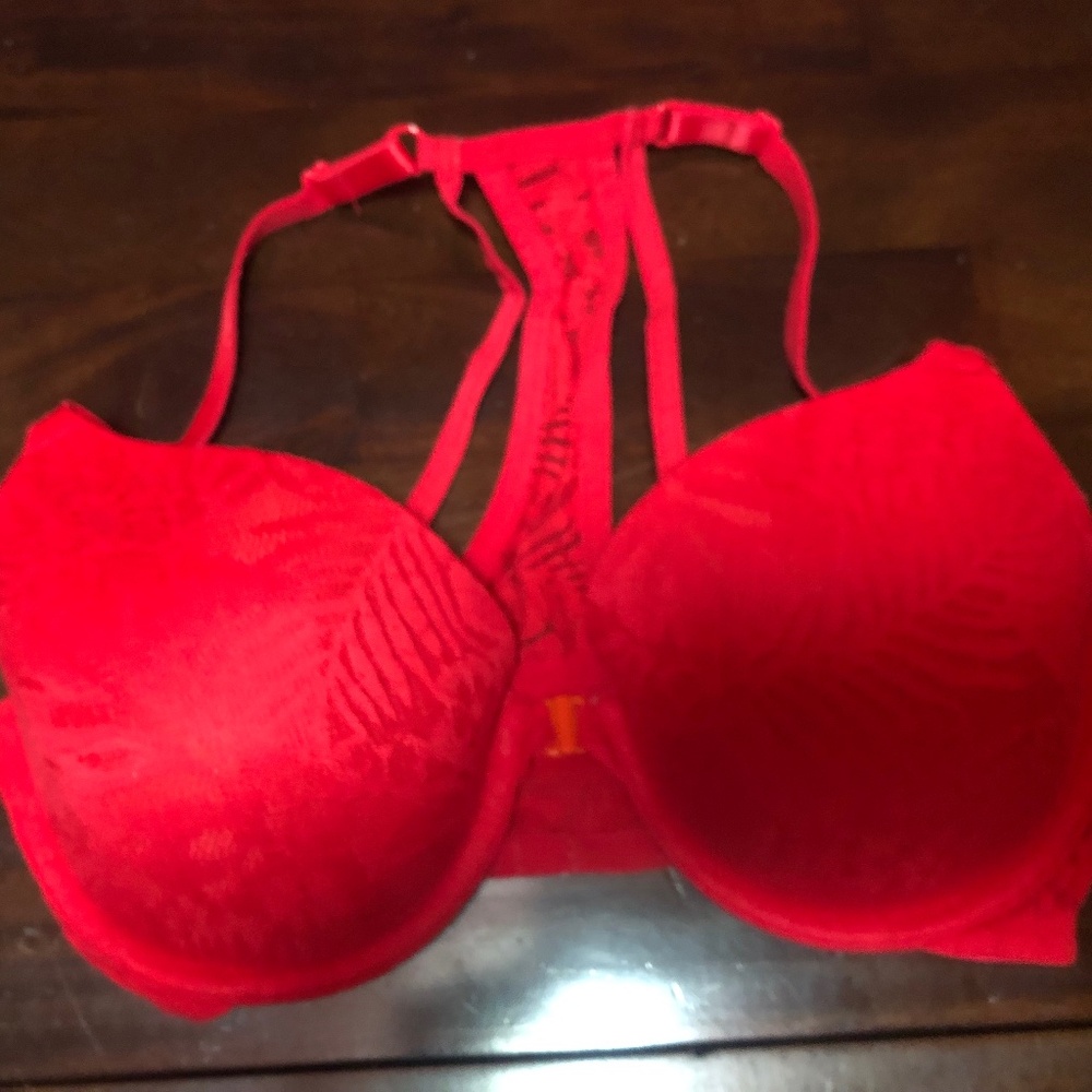 PINK by Victoria’s Secret Red Lace Racerback Bra, Size 34D